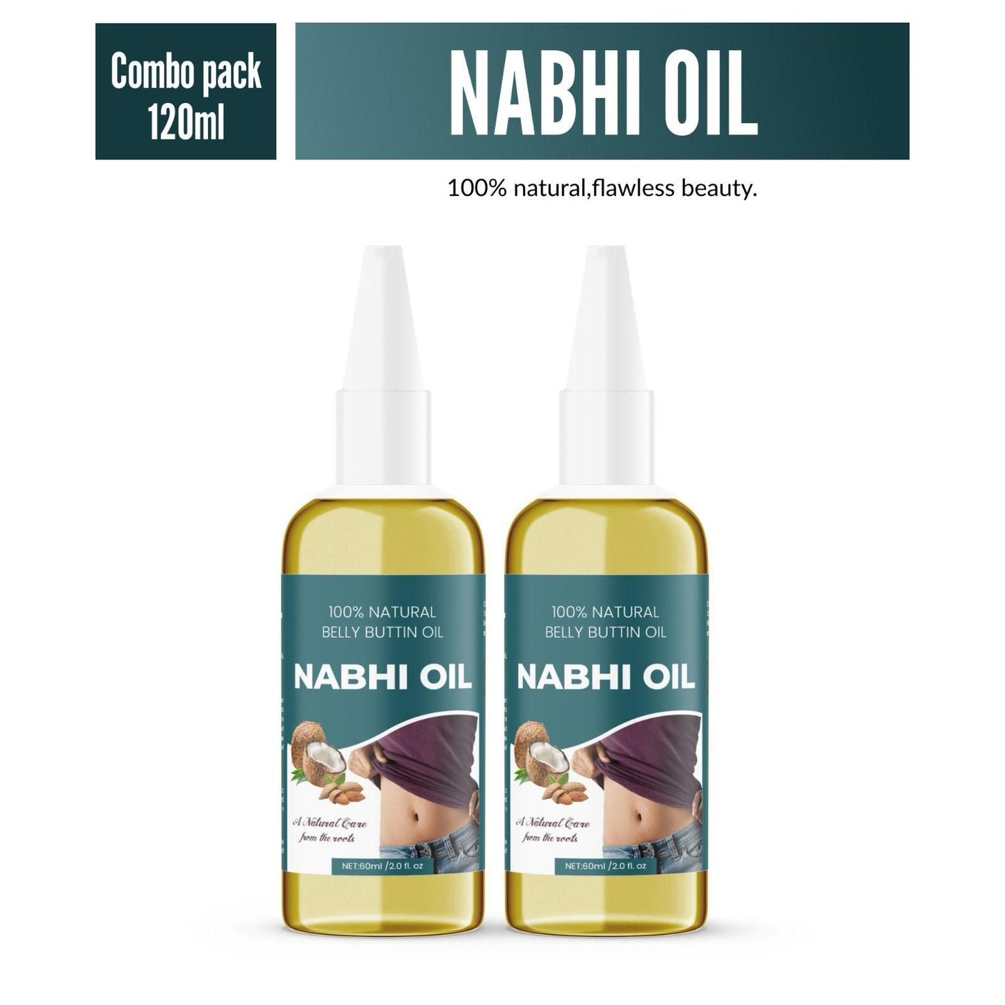 Natural Belly Buttin Oil Nabhi Oil 60ml (Pack Of 2)