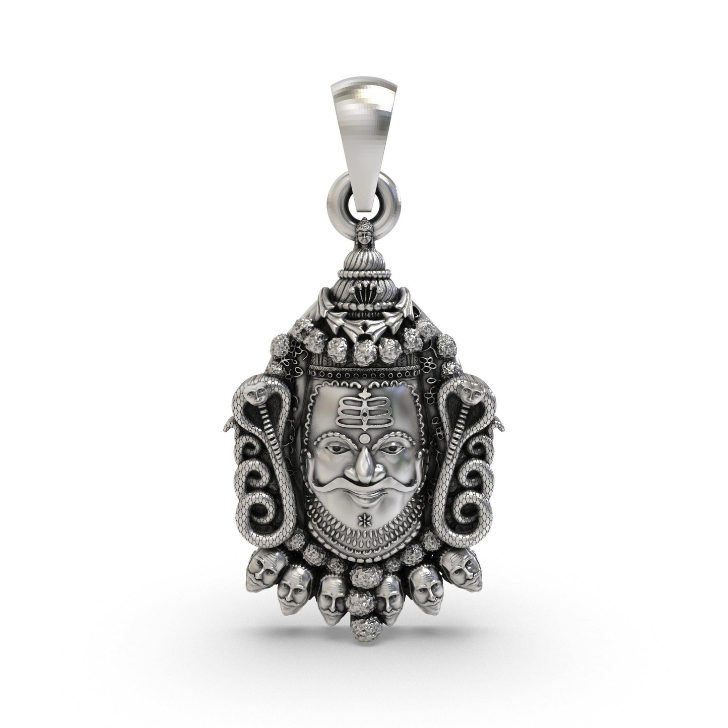 Silver Mahakal Pendant WIth Chain