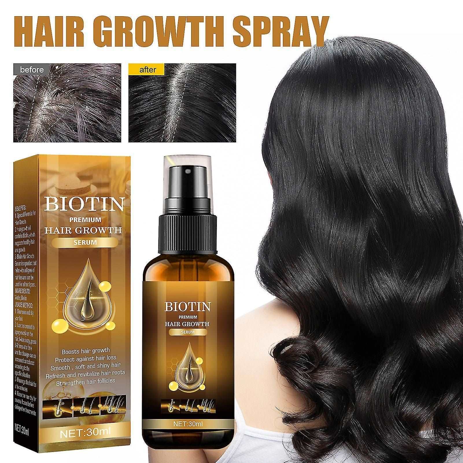 Biotin Hair Growth Spray, Hair Regrowth Spray, Biotin Hair Growth Serum, Biotin Thickening Herbal Serum, Fast Growing Hair Care Essential Oils (2PCS)