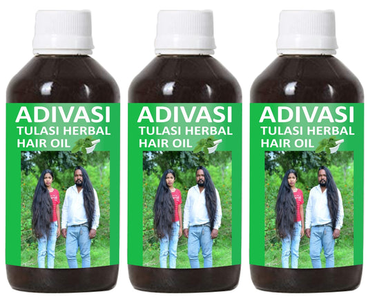 Donnara Organics Adivasi Tulsi Herbal Hair Oil for Hair Fall And Hair Growths 100   Ayurvedic Combo pack of 3 bottles of 125 ml(375 ML)