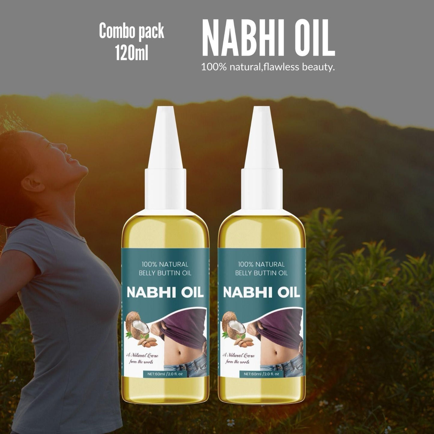 Natural Belly Buttin Oil Nabhi Oil 60ml (Pack Of 2)