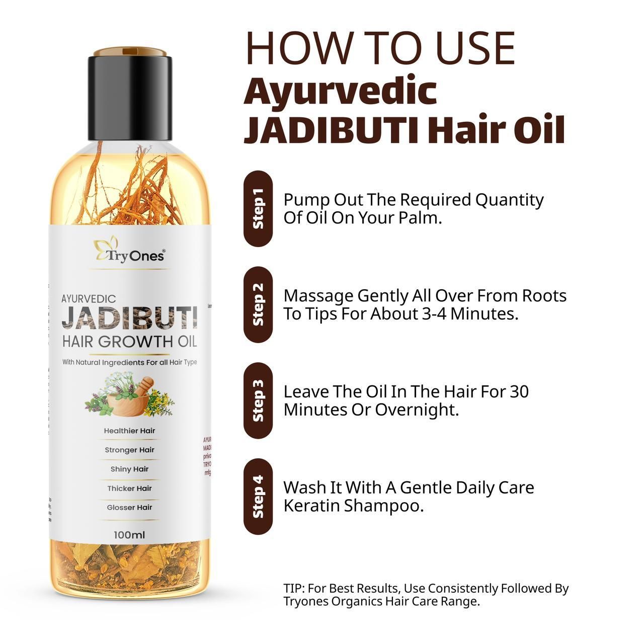 TryOnes Ayurvedic Jadibuti Hair Growth Oil 100ml(Pack Of 2)