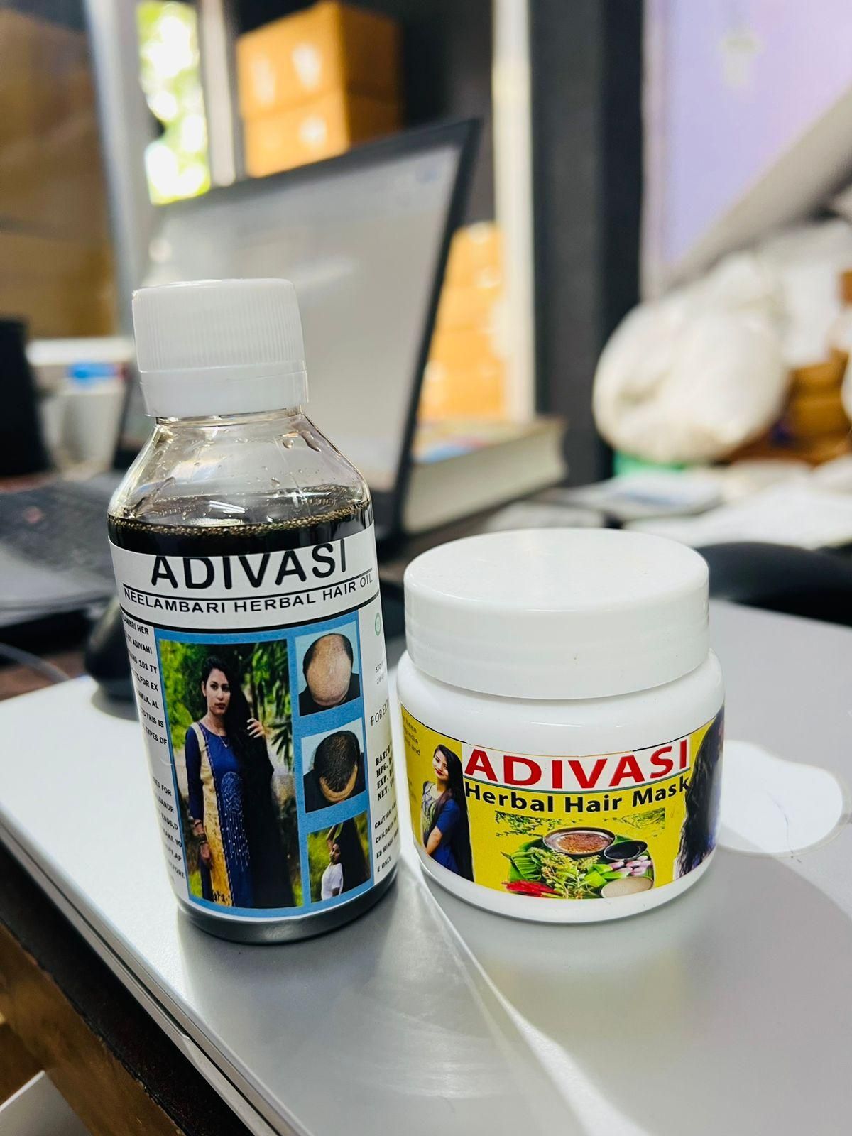 Adivasi Herbal Hair Growth Oil 100ml with Herbal Hair Mask 100gm