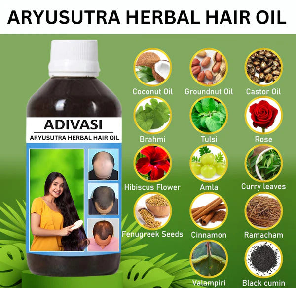 Herbal Adivasi Hair Oil for Hair Growth, Hair Fall Control (Pack of 2) - 100 ml each