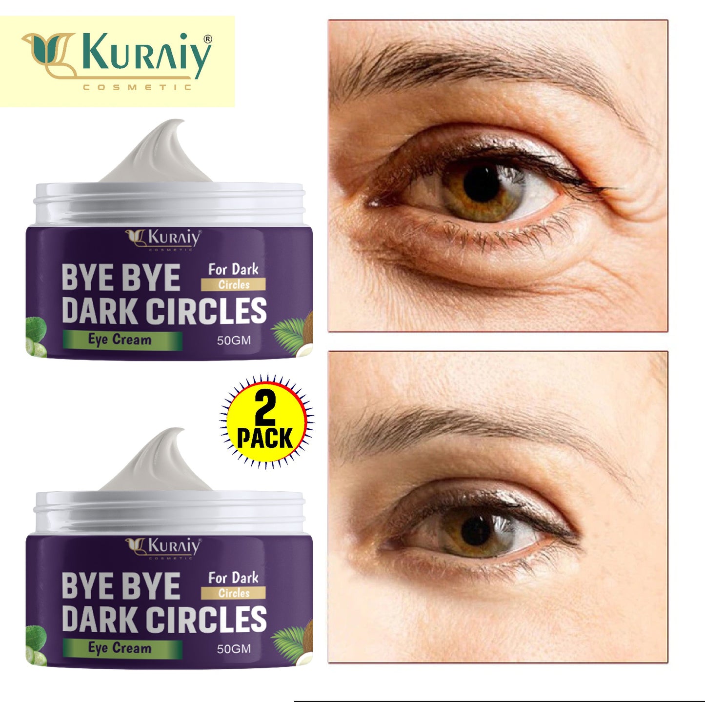 KURAIY Under Eye Cream Enriched with Natural CREAM  to Remove Dark Circles?100gm(pack of 2)