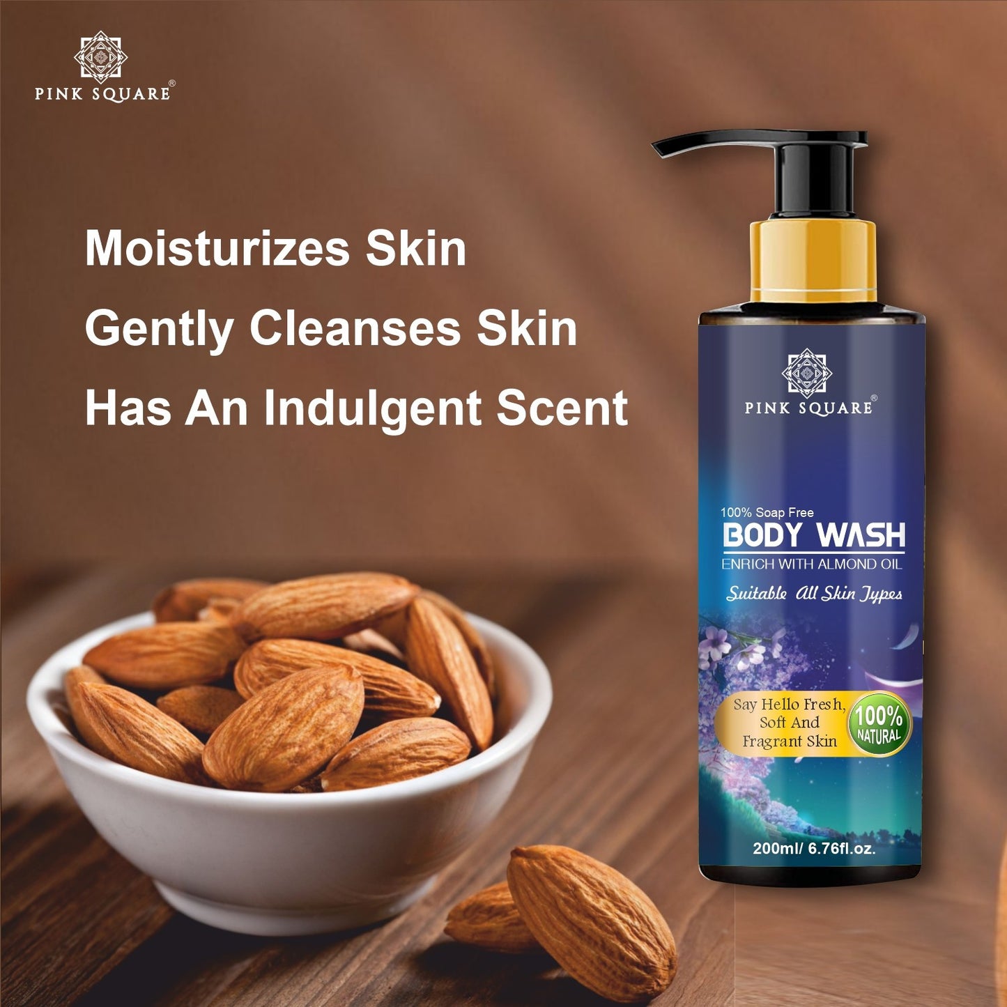 Natural Ultra Rich Body Wash Enriched With Almond and Coconut Oil - For Skin Nourishment and Moisture Care 200 ml