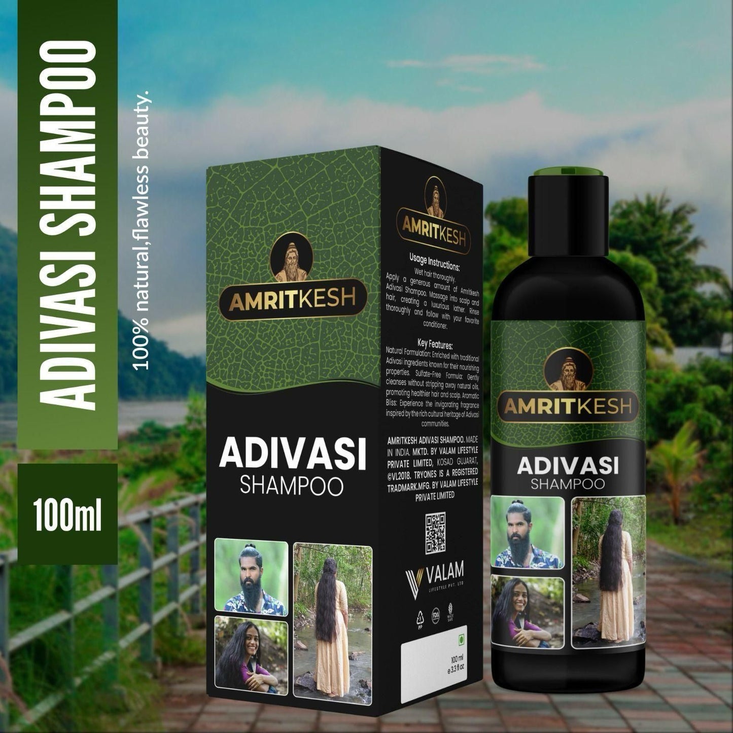 Amritkesh Adivasi Shampoo 100ml - Unleash the Power of Nature (Pack of 2)