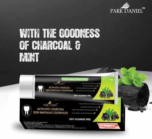 PARK DANIEL Natural Activated Charcoal Teeth Whitening Toothpaste - For Tobacco Stain, Tartar, Gutkha Stain and Yellow Teeth Removal | No Side Effect (100gm) Toothpaste  (100)