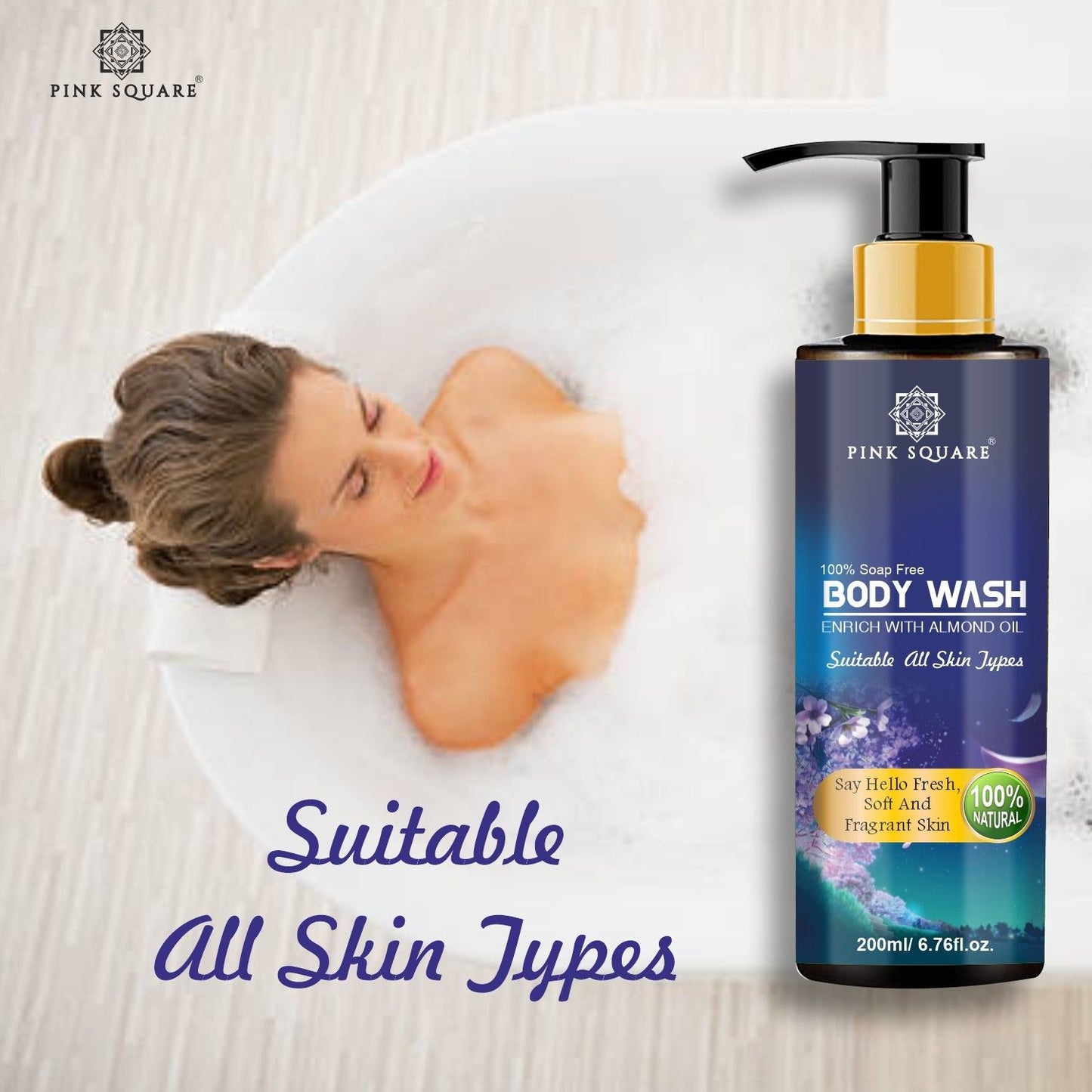 Natural Ultra Rich Body Wash Enriched With Almond and Coconut Oil - For Skin Nourishment and Moisture Care 200 ml